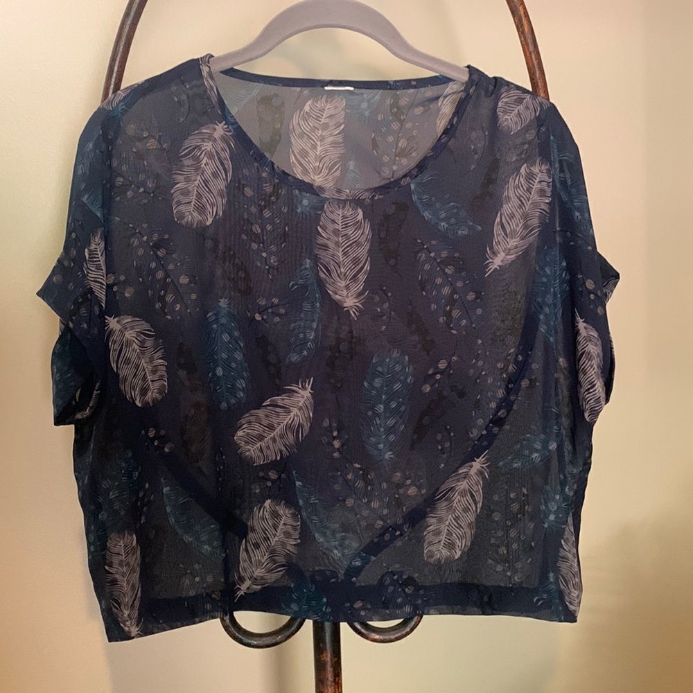 Sheer  Feathered Crop Top Size Medium